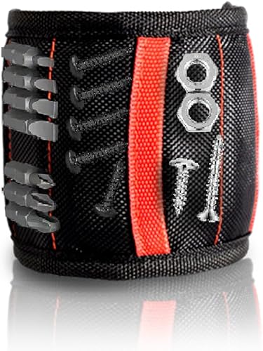 Miniatura 2 de Pulsera magnética para sujetar tornillos, clavos y herramientas, imanes fuertes, rojo