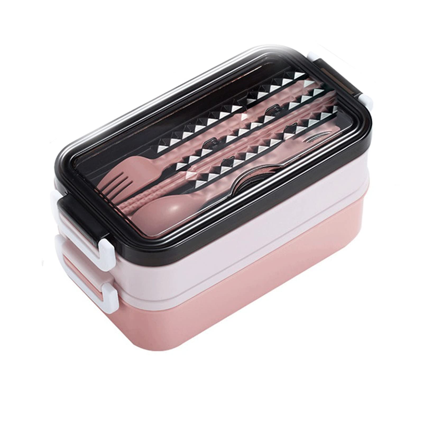 Fiambrera de Acero Inoxidable de Doble Capa: Rosa, Ideal para Estudiantes y Trabajadores de Oficina, Apta para microondas, Capacidad de 1-2 litros