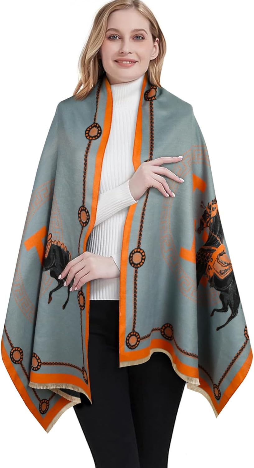 Scarfs for Women Pashmina Silky Shawl Wrap for Evening Dressing Blanket Open Front Poncho Cape
