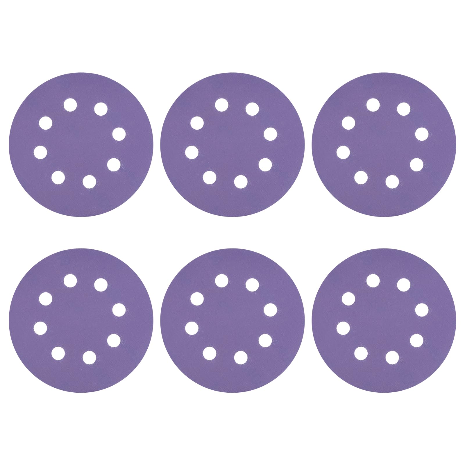 sourcing map 10 Pcs 125mm (5 Inch) Sanding Disc 8 Hole 400 Grit Hook and Loop Sandpaper Random Orbital Sander Pads for Woodworking Automotive Metal Polishing, Purple