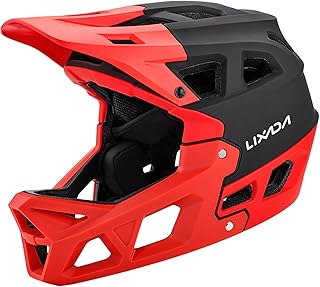 Lixada Lixada Adult Bike Helmet, Full Face Mountain Bike Helmet Lightweight Bicycle Helmet with Pads & Visor, Comfort Cycling Helmet Racing Downhill MTB Helmet for Men Women