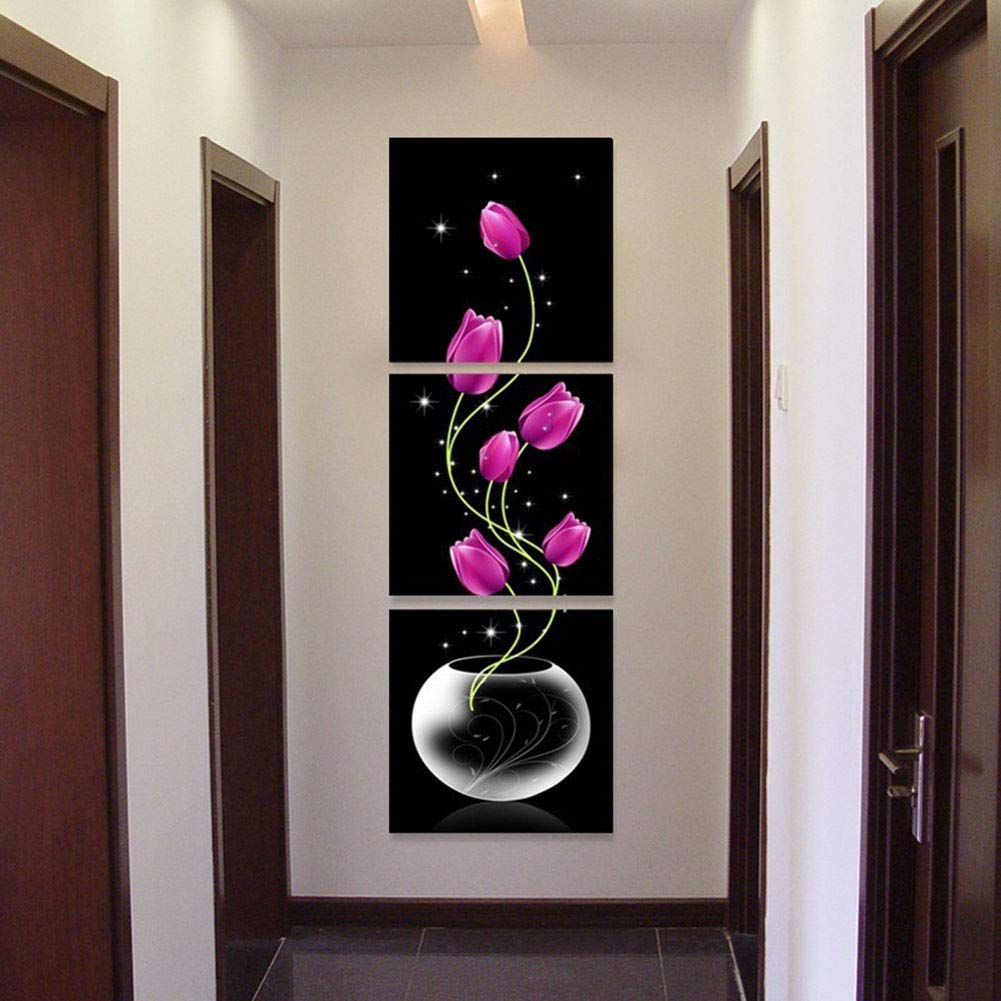 Decoración de pared con cuadros florales de 50x50 para pasillo