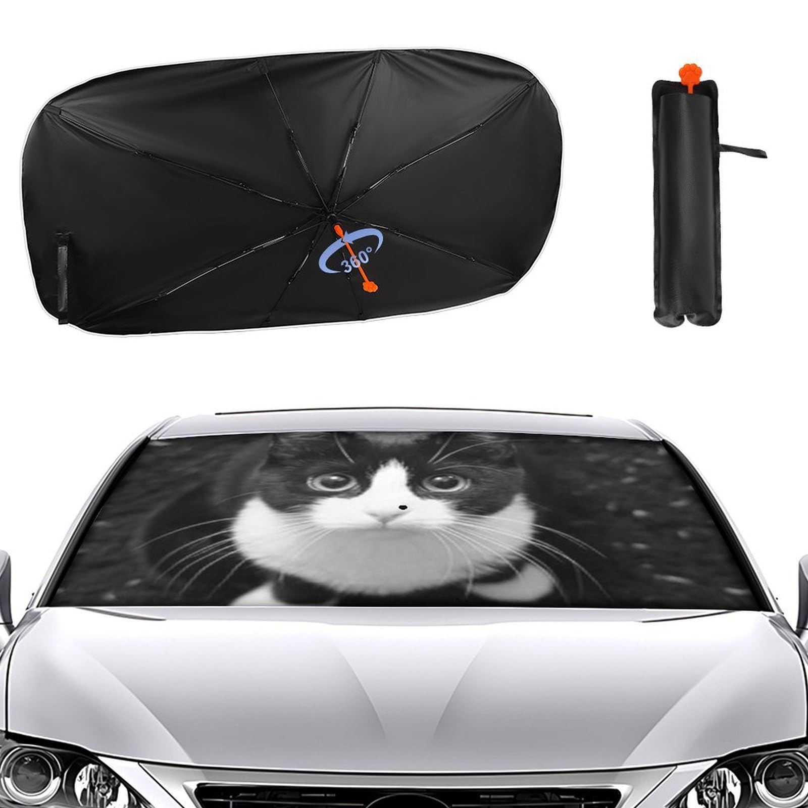 Amazon | 八割れ 猫 ハチワレ猫ちゃん ねこ 車用 サンシェード 傘型