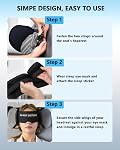 Oreiller de voyage, Oreil d'avion avec masque pour les longs vols Dormir, Oreilleur de cou de voyage essentiels 360° Appui-tête pour le sommeil de voyage en avion, arrêt de la douleur au cou (noir)