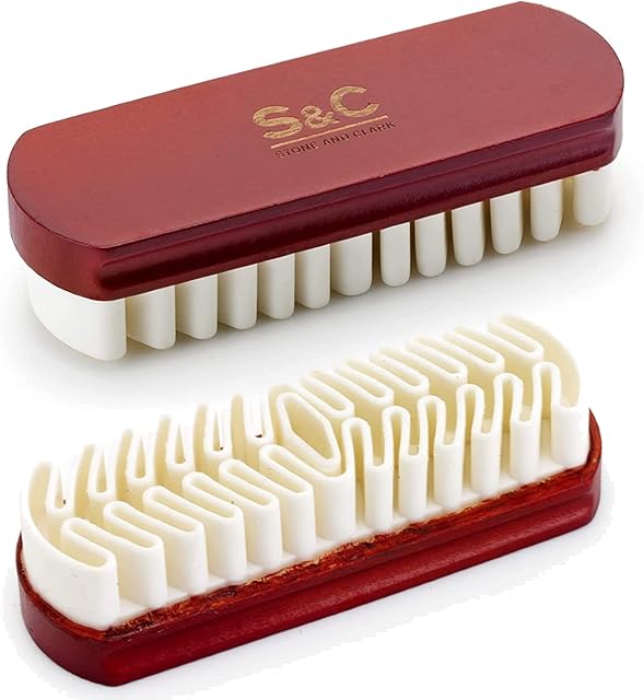 Stone and Clark Horse Hair Shoe Brush - Polish Your Leather to Perfection - Shoe Polish Brush with 100% Horse Hair Bristles & Concaved Beech Wood Handle (Crepe Suede Brush)