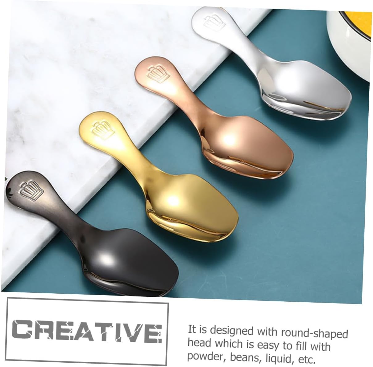 3pcs Stainless Steel Tea Scoops Multi-function Coffee and Tea Measuring Spoons Household Portable Sturdy 304 Stainless Steel and Coffee Powder