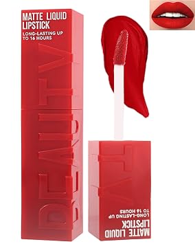 Matte Ruby Red Lipstick Long Lasting, Lip Tint Stain Lip gloss for Women | Liquid High Pigmented Lipstick Long Lasting, Velvet Waterproof Lipgloss,Thanksgiving Christmas Non-stick Lip Makeup for Women