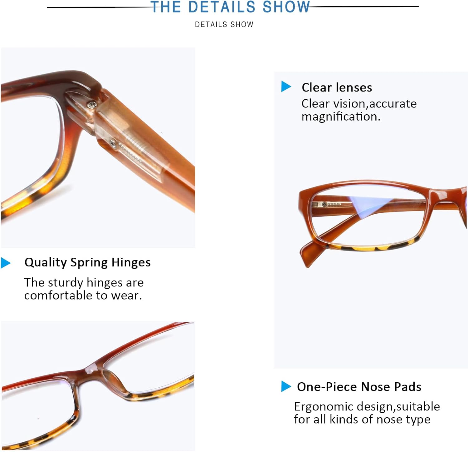 Henotin 5-Pack Reading Glasses Blue Light Blocking Anti Eyestrain Computer Reading Glasses for Women and Men Readers (Mix Color-C2, 1.50, Diopters) - Image 8