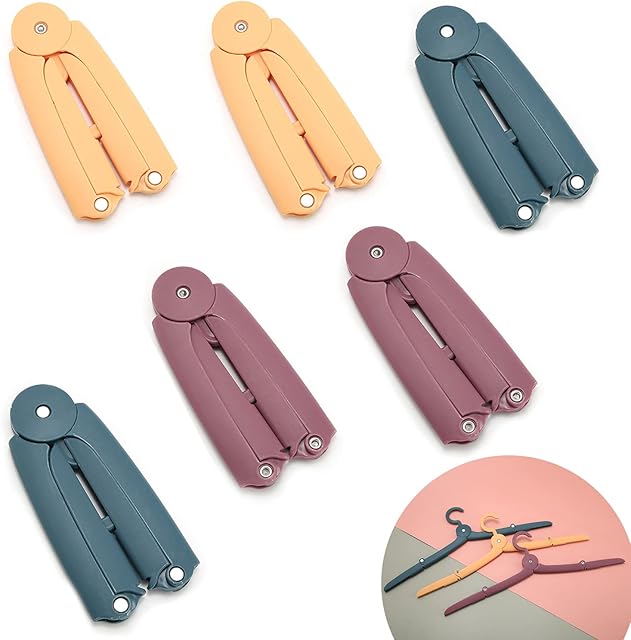 Portable Travel Folding Clothing Hangers for Holiday Camping and Home Clothes Plastic Hangers 6 Pcs Indoor and Outdoor Use