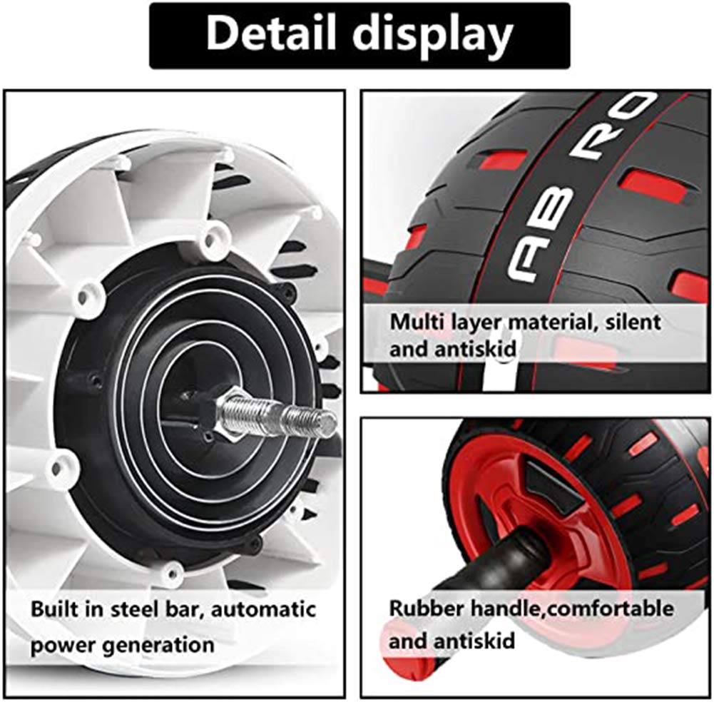 Super breit AB Roller Bauchroller, Bauchtrainer mit doppeltem Rad, rutschfeste Griffe, mit Kniematte, für Fitness, Workout, Training zu Hause