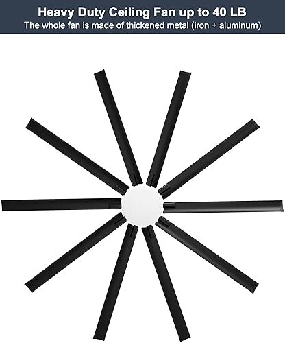 Miniatura 4 de Ohniyou Ventilador de techo industrial de 96 pulgadas con luces brillantes, control remotoaplicación, alto CFM, ventilador de techo extra grande