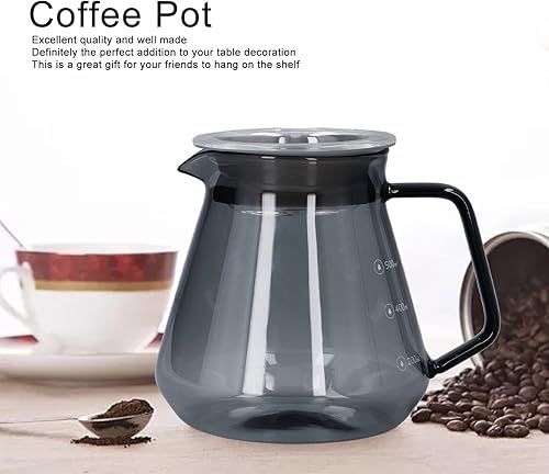 Miniatura 5 de Servidores de café, tetera, jarra de vidrio de repuesto, olla de café gris galvanizado, cafetera de mano de vidrio borosilicato alto para cocina de