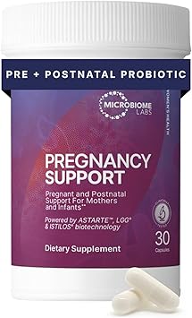 Microbiome Labs Pregnancy Support - Prenatal & Postpartum Probiotics for Women - Probiotic Supplements to Support Gut Health & A Balanced Vaginal Microbiome Through Breastfeeding 30 Capsules