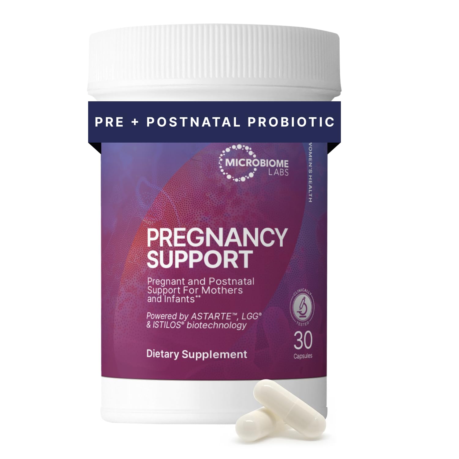 Microbiome Labs Pregnancy Support - Prenatal & Postpartum Probiotics for Women - Probiotic Supplements to Support Gut Health & A Balanced Vaginal Microbiome Through Breastfeeding (30 Capsules)