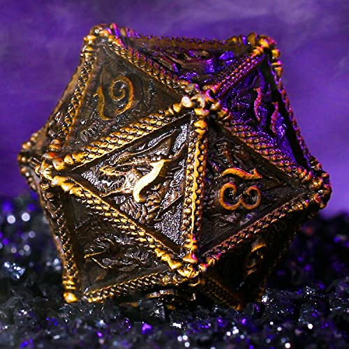 Haomeja Dice Dnd Metal Dragon Set Dice 7 Role Playing Dice D&D Solid Dice Dungeons And Dragons (Ancient Brass) #TOP7
