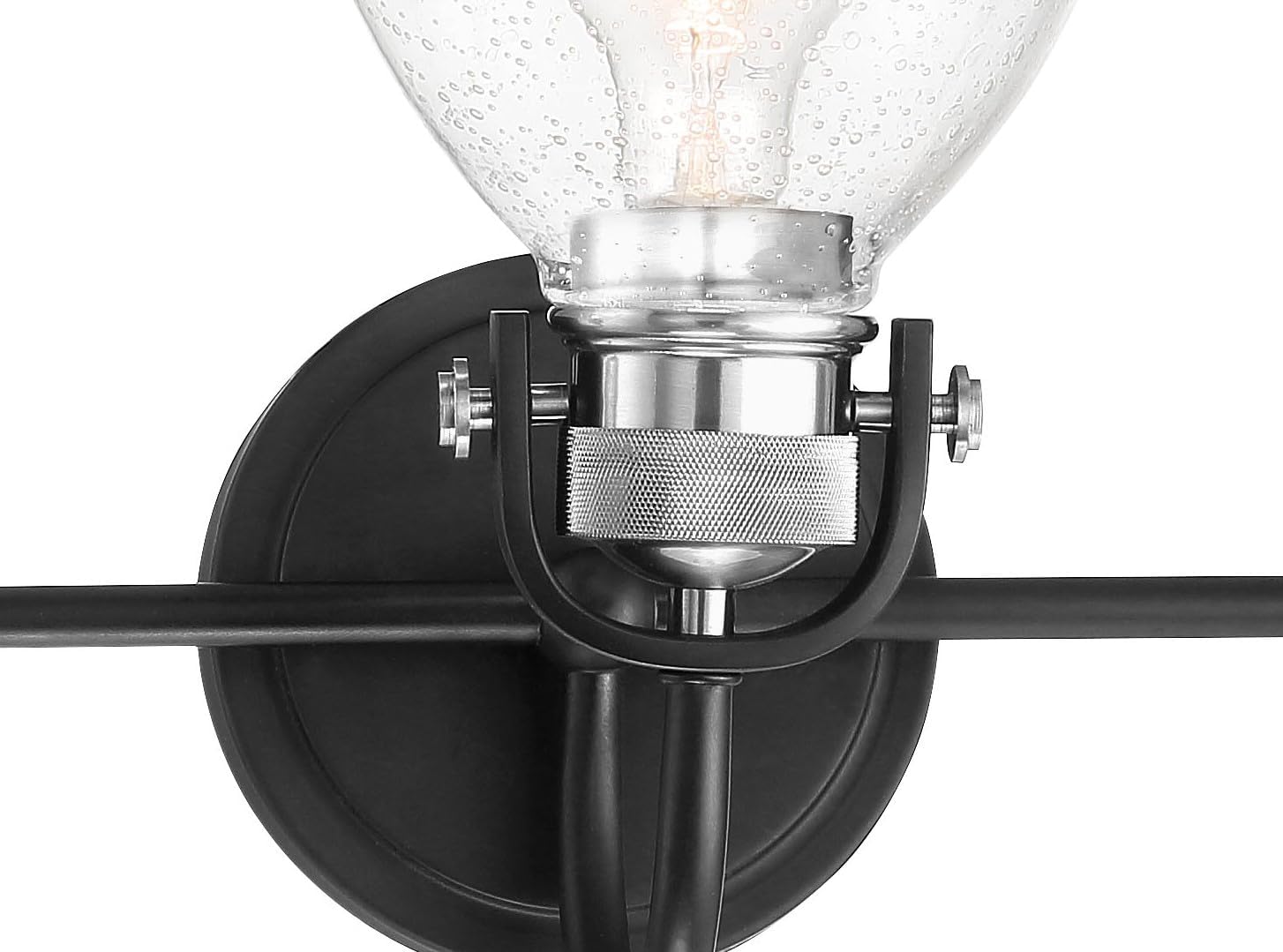 Minka Lavery 3363-572 Monico Vanity Bath Light, 3-Light, 300 Total Watts, 26-in H x 10.5-in W, Coal Black with Polished Nickel Highlights