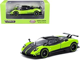 Pagani Zonda Cinque Verde Firenze Green Metallic and Black Global64 Series 1/64 Diecast Model Car by Tarmac Works T64G-TL021-GR