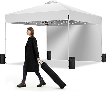 10x10 Pop Up Canopy Tent, Waterproof, UPF 50+, Portable Shade White, 1 Sidewalls-White 10x10