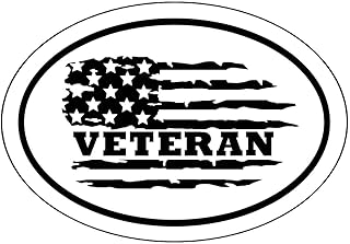 WickedGoodz Oval Distressed American Flag Veteran Vinyl Decal - Military Bumper Sticker - Soldier Vet Sticker