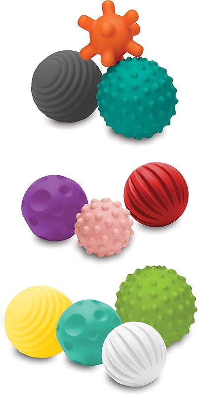 Infantino Juego de múltiples bolas texturizadas, juguete sensorial, 10 piezas, 6+ meses