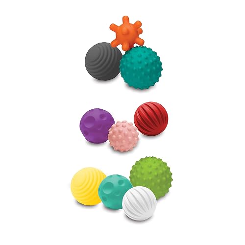 Infantino Textured Multi Ball Set - Set de 10 Pelotas con Texturas para la exploración sensorial y Despertar su interés, a Partir de los 6 Meses, sin BPA