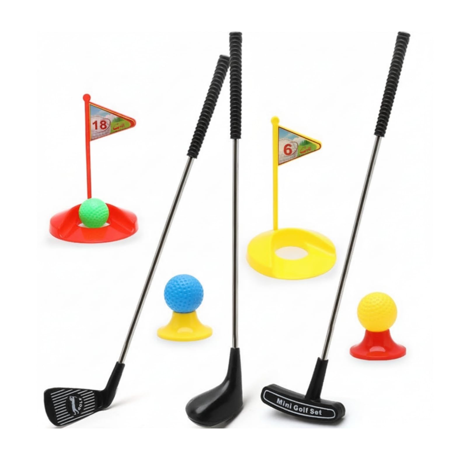 Harilla Children Golf Equipment Set de Golf Infantil Juguete Putter Palos Bolas con Metales Resistentes y Empuñaduras Texturizadas Ligero para Juego Autónomo Adecuado para Interior Jardín Guardería