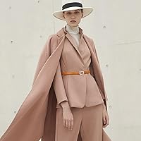 Vista 381 de Cinturón de cuero clásico con hebilla de metal para mujer con vestido de jeans Aah-negro-clásico