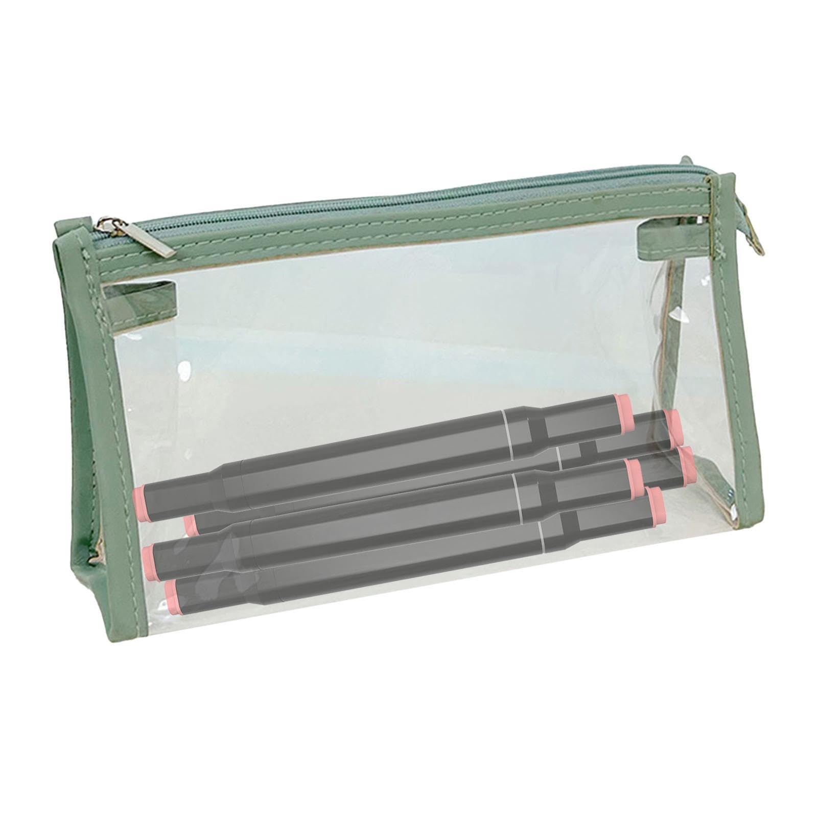 Zonewd Boys Green Pencil Case,Clear Stationery Organizer Bag With Zipper For Pencils - School Stationery Supplies For Pencils, Pens, Sharpeners, Erasers, Rulers, And More