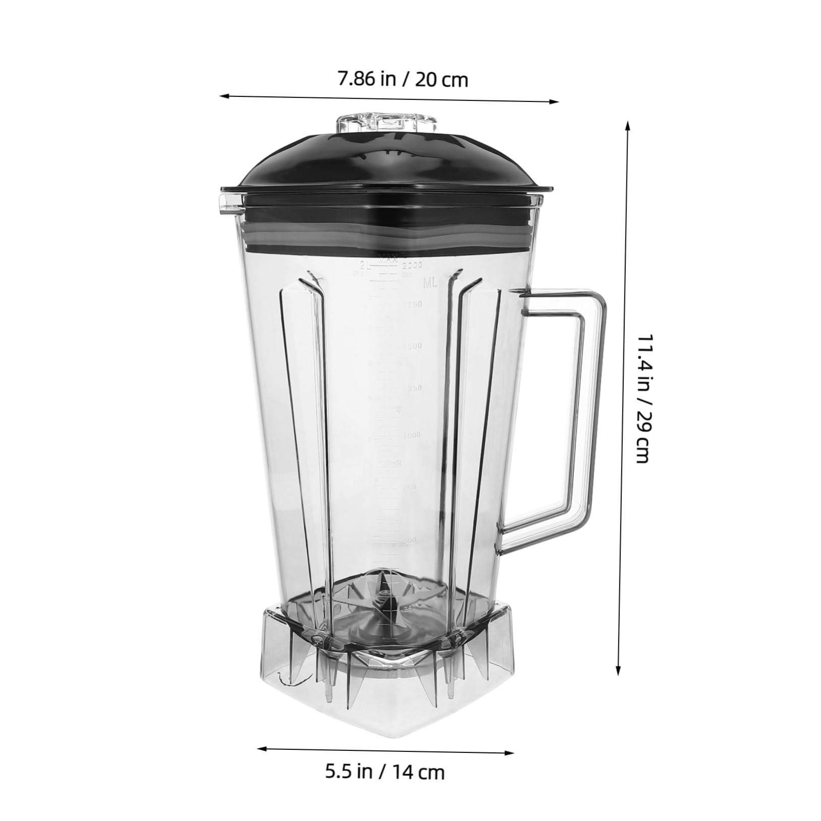 Zerodeko Vaso De Repuesto para Licuadora Comercial 2 litros, Jarra Extraíble Resistente, Compatible Batidoras De Cocina, Recipiente para Triturar Hielo y Preparar Jugos, Accesorio para Restaurantes