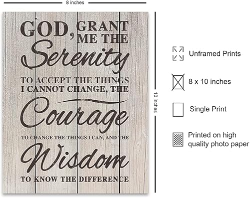 Miniatura 2 de Serenity Prayer Art Print - Rustic Shabby Chic Wall Art Poster - Gift for AA, Alcoholics Anonymous Members, Those in Recovery - Unique Home Decor