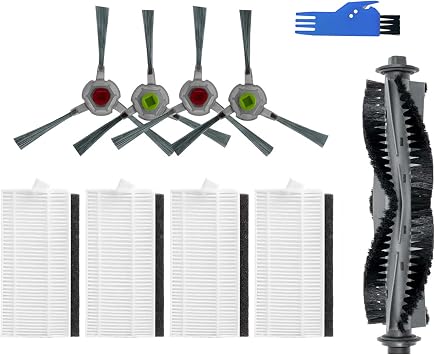 Replacement Parts Compatible with Airrobo P20 P25 Robot Vacuum Cleaner, Spare Accessories Kit Include 1 Roller Brush, 4 Side Brushes, 4 HEPA Filters and 1 Cleaning Brush 10 PCS