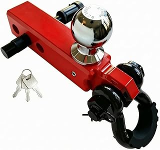 Adapter with Recovery Shackle Heavy-Duty, Trailer with Shackle, Compact, for Towing, Silver and Black