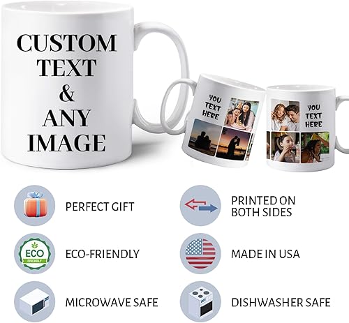 Miniatura 6 de Taza de café personalizada con texto fotográfico, 7 fotos collage, diseño de tu propia taza de café personalizada, regalos personalizados para