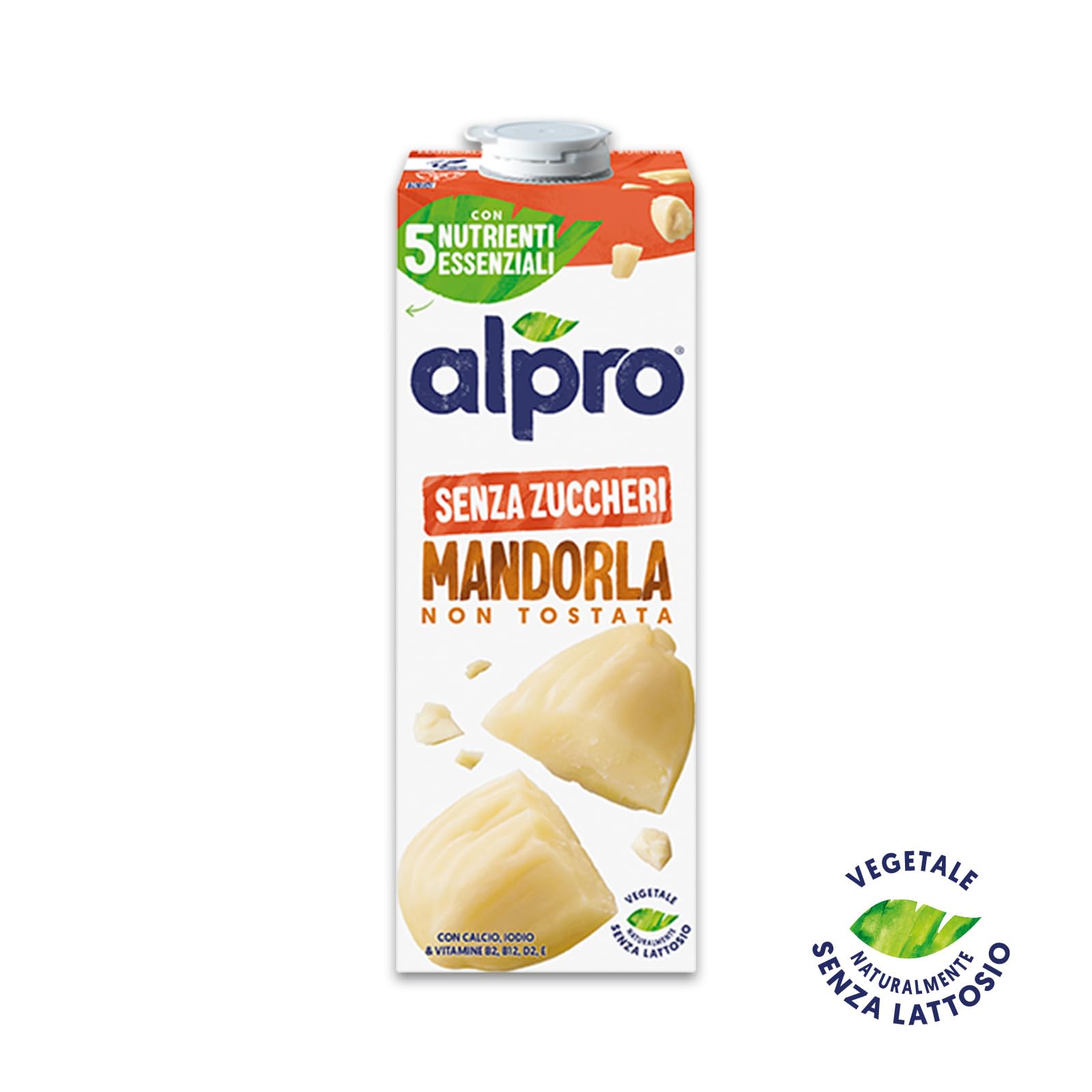 ALPRO SENZA ZUCCHERI, Bevanda alla MANDORLA, 100% vegetale con vitamine B2, B12, D2, E (8 confezioni x 1 Litro)