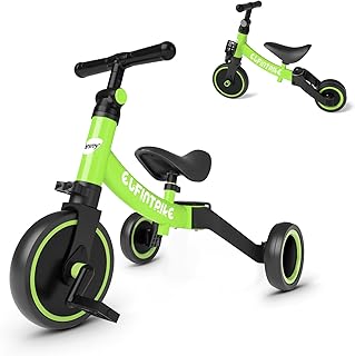 besrey Tricicli 5 in 1 Triciclo per Bambini da 1 a 5 Anni,Triciclo Senza Pedali,Bicicletta Senza Pedali,Verde