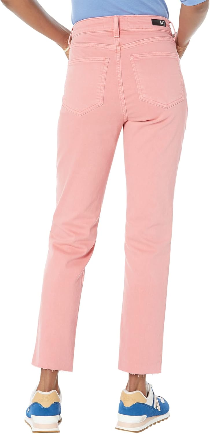 KUT from the Kloth Reese High-Rise Fab AB Ankle Straight in Soft Coral