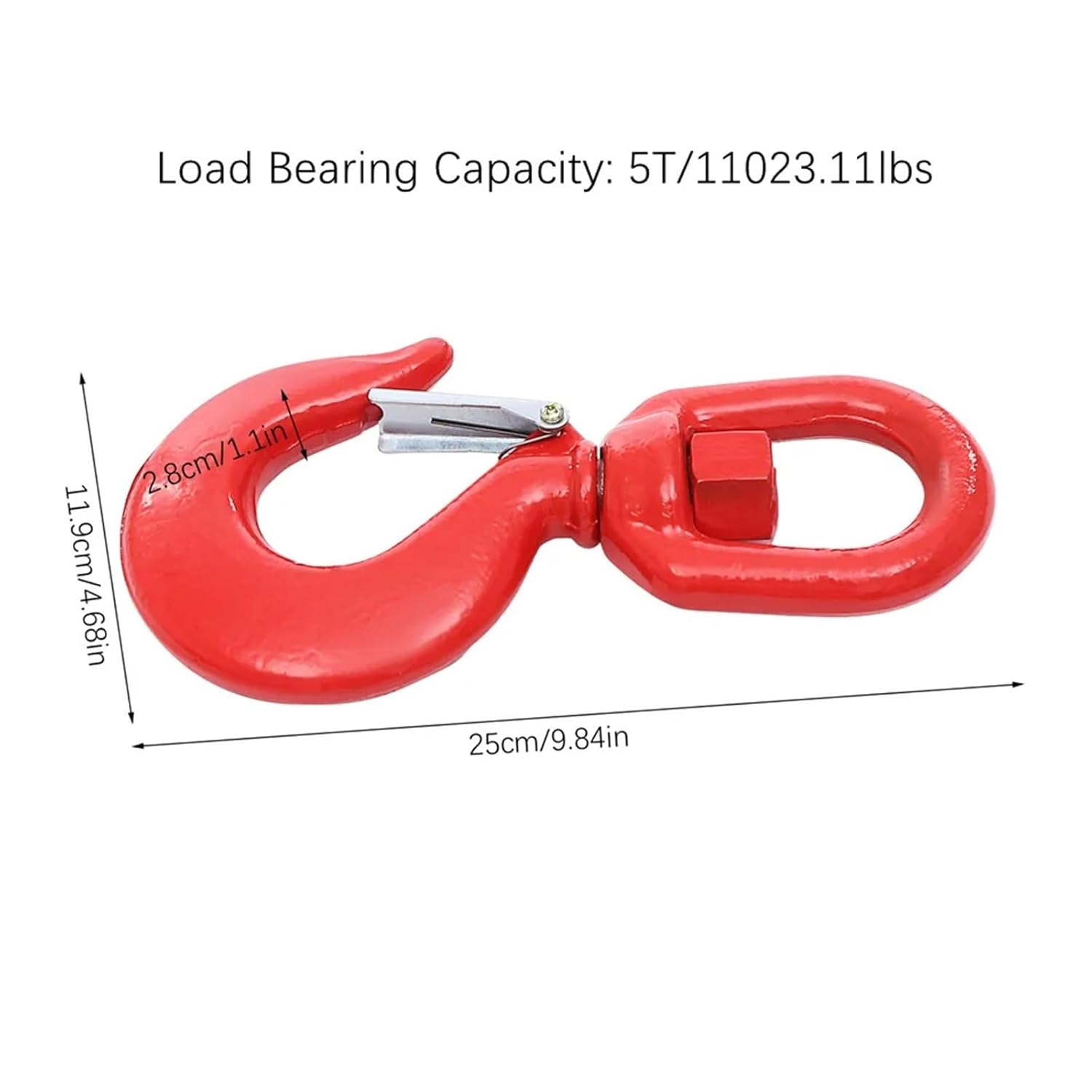 スイベルフック ロック式360&deg;回転式リフティングフック、頑丈な回転式リフティングフック、安全ラッチ付き合金鋼リフティングフック、5