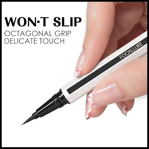 Miniatura 4 de FOCALLURE Delineador de ojos de precisión a prueba de tristeza, lápiz delineador de ojos a prueba de sudor, secado rápido, a prueba de manchas, de