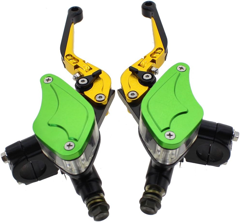 FXCNC Racing 7/8" Billet Master Cylinder Reservoir Hydraulic Folding Extending Brake Clutch Levers Universal fits 50CC to 400CC Street motorcycle and Scooter Adjustable