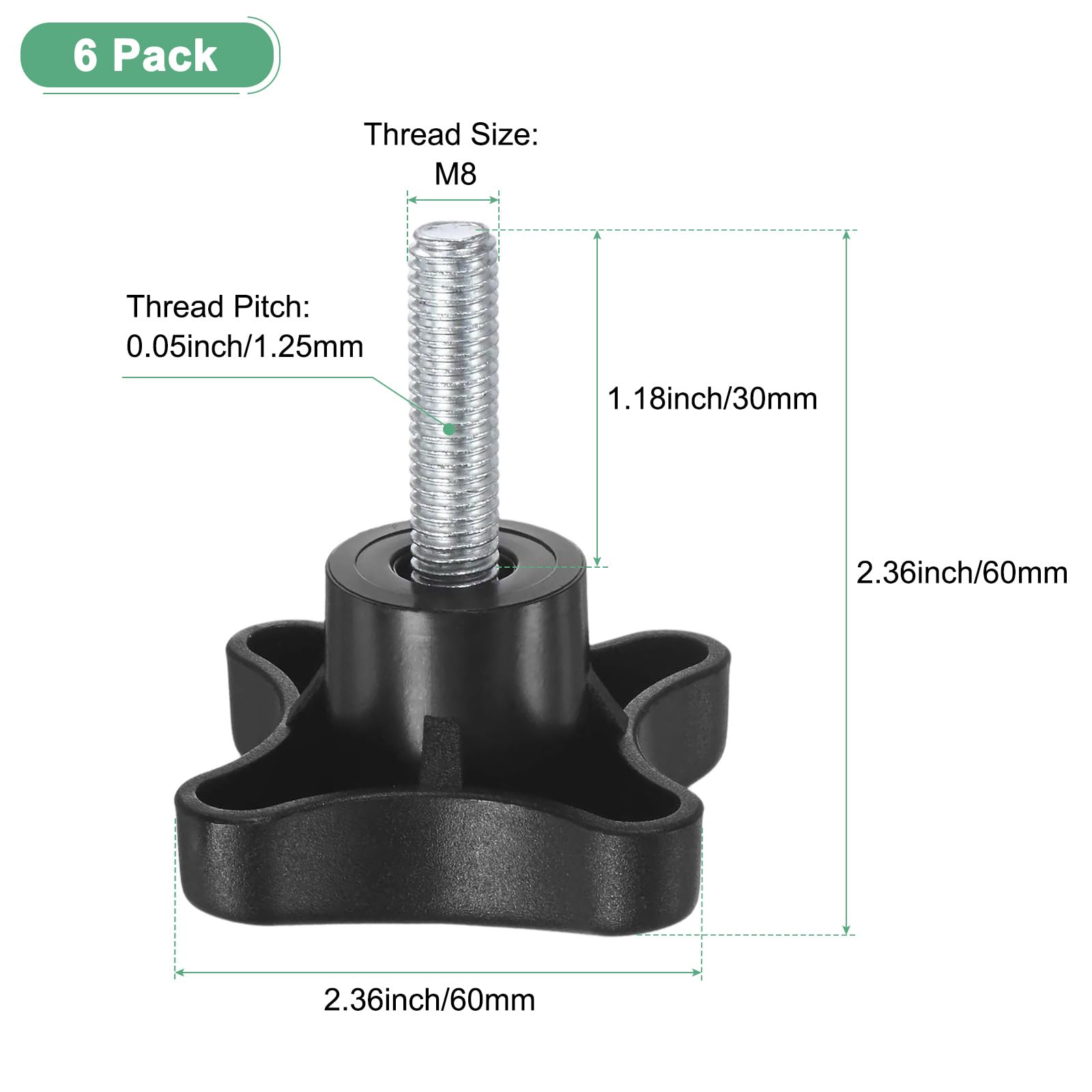 M METERXITY 6-Pack Star Clamping Knobs - Image 3