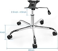 Vista 4 de Frassie Silla de juegos de oficina de repuesto con base de metal con cilindro de soporte de placa inferior, 5 ruedas (plateado)