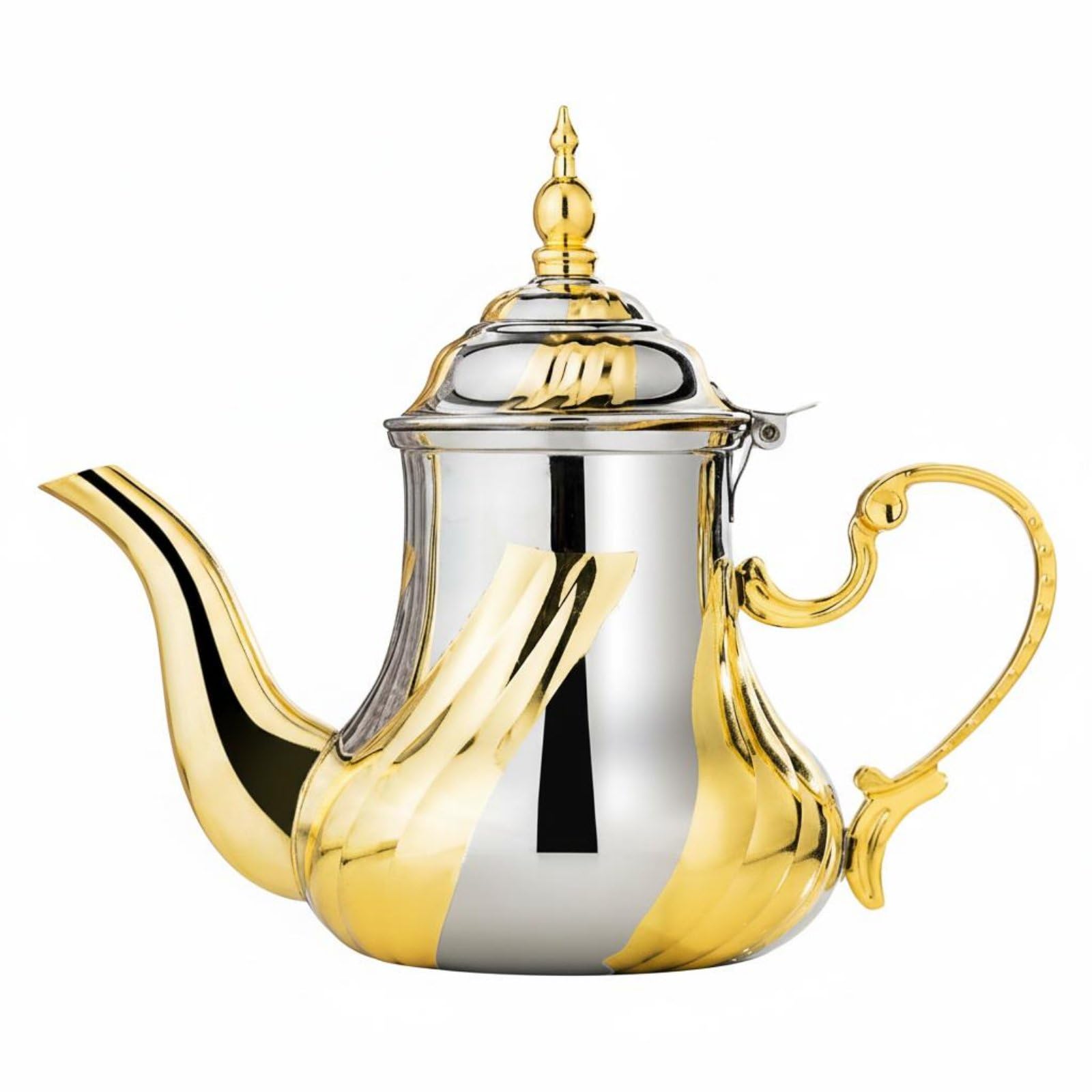 Théière acier inoxydable style marocain bicolore, le cadeau idéal
