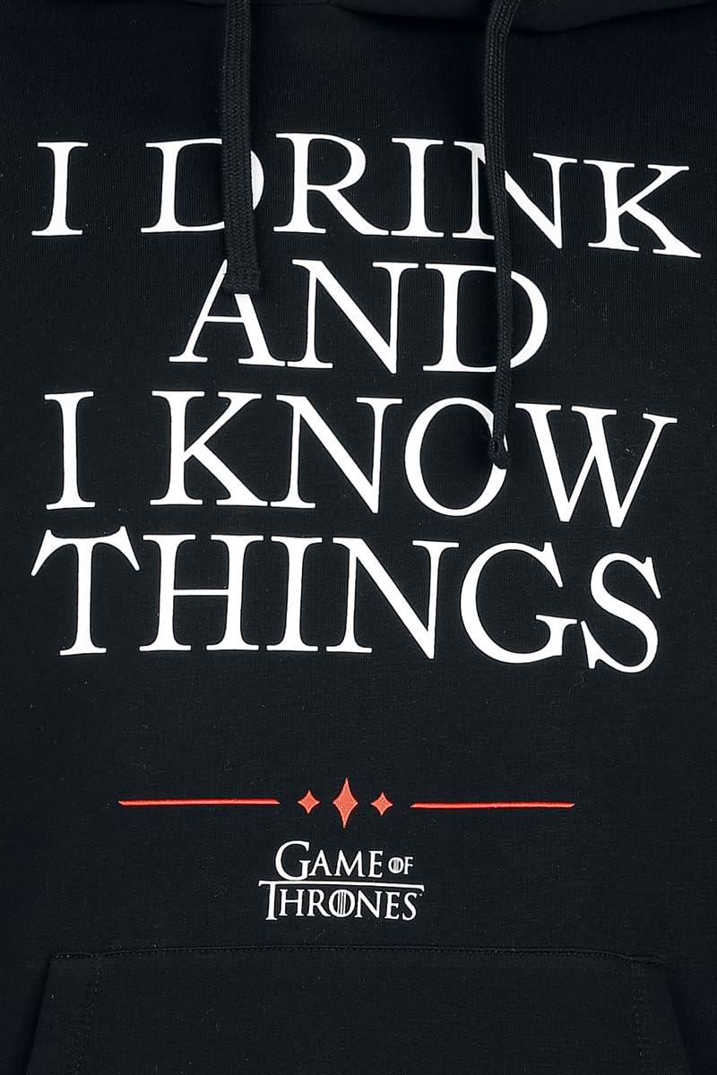 Game of Thrones I Drink And I Know Things Uomo Felpa con Cappuccio Nero