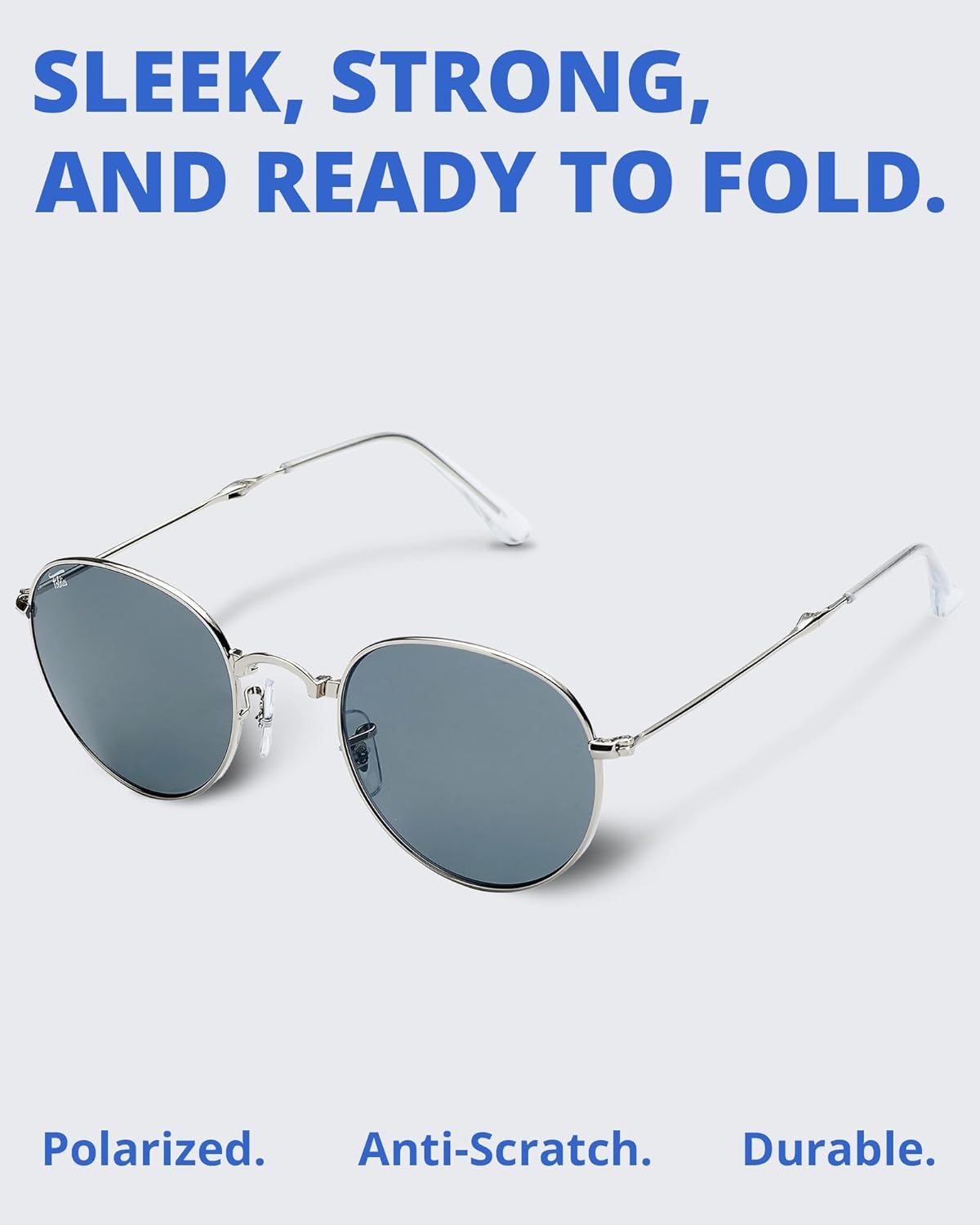 Round Folding Sunglasses Polarized, UV400, UVA, UVB Protection for Men Women, Folding Sunglasses Leather Case