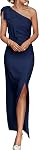 PRETTYGARDEN Robes formelles longues pour les femmes d'été une épaule sans manches Bodycon cousu pour le mariage Robe Maxi