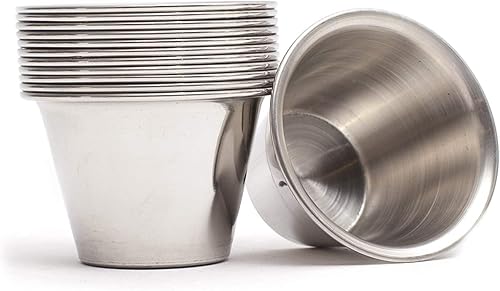 Miniatura 10 de EHOMEA2Z Ramekin - Tazas de salsa de condimentos de acero inoxidable Au Jus de grado comercial (24, 4 onzas)