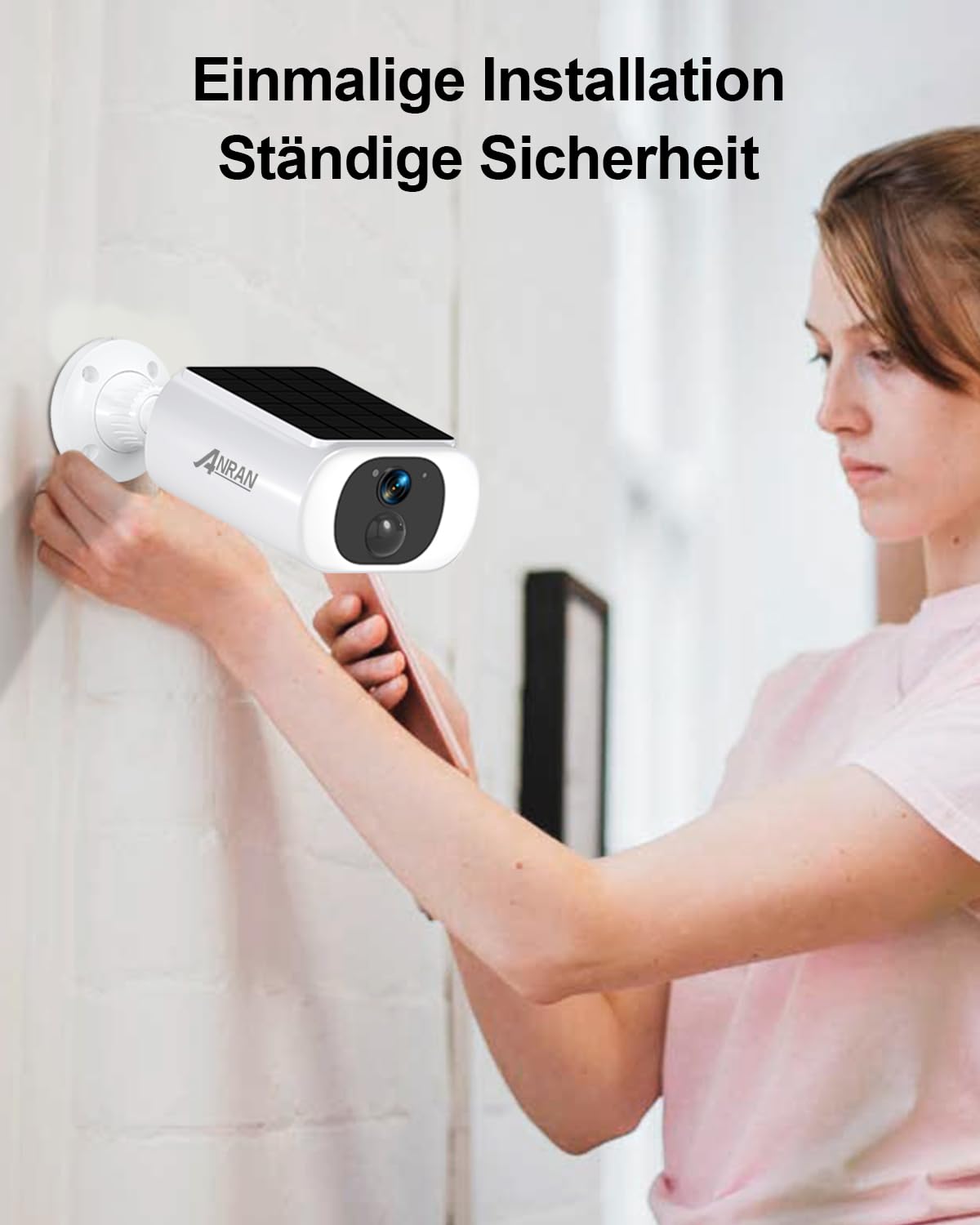 ANRAN 2K Solar Überwachungskamera Aussen,100% Kabellos mit Akku | PIR Bewegungserkennung, Vollfarb-Nachtsicht, Zweiweg-Sprechfunktion, IP66 Wasserdicht, Kompatibel mit Alexa 2pc