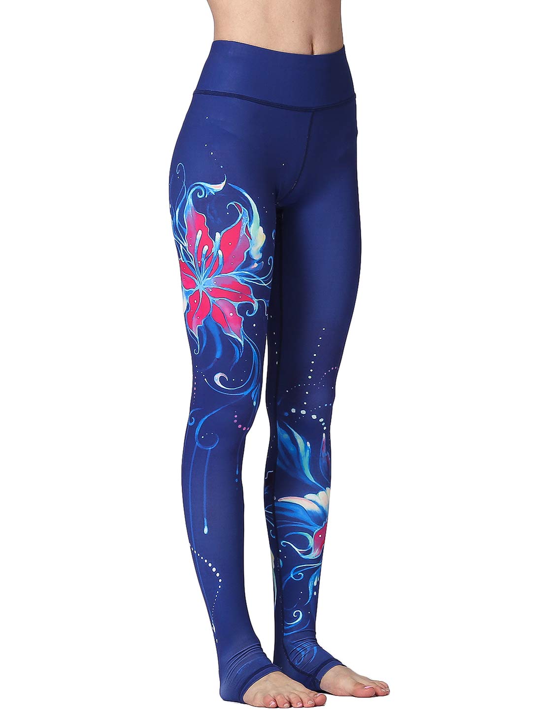 FLYILY Donna Leggings Sportivi Elastico Stampa Floreale Pantalone da corsa da donna Leggings a vita alta Pantaloni da yoga lunghi elasticizzati