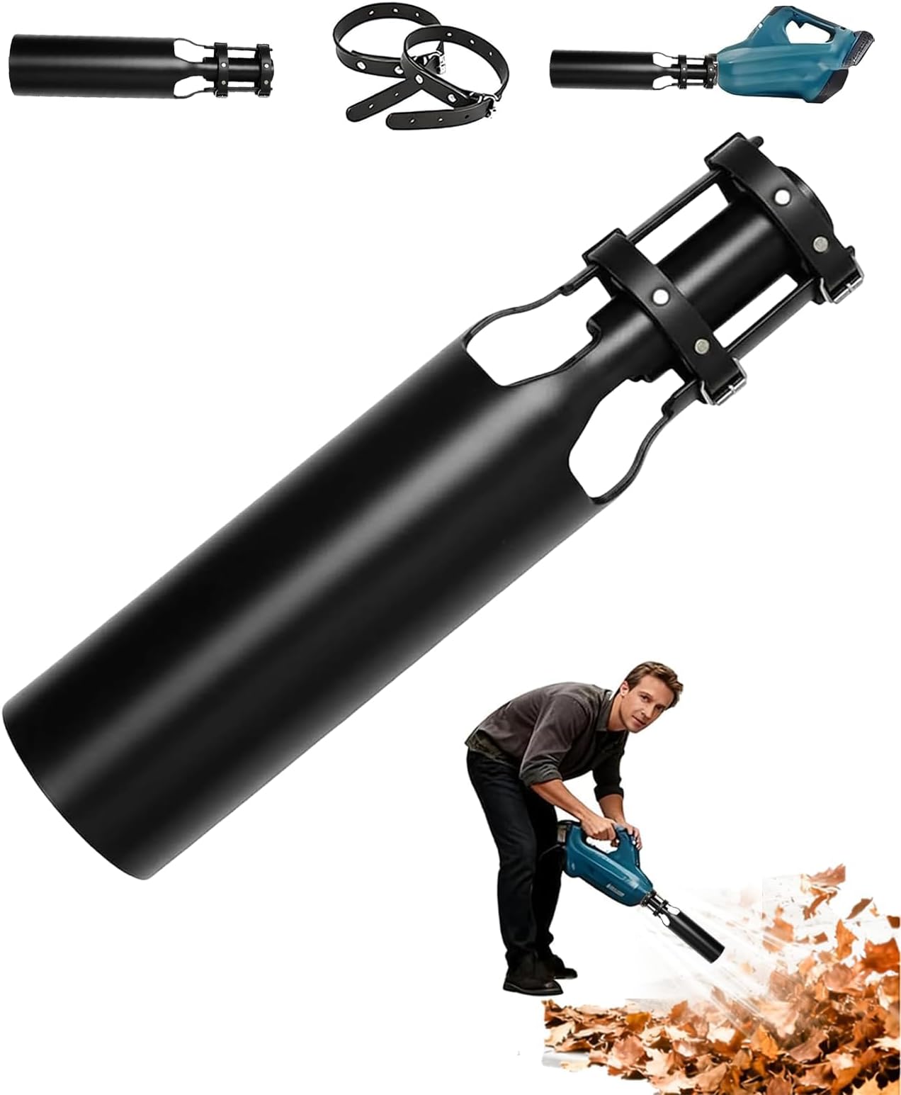 Bumilly Leaf Blower Air Booster Attachment – 2X High-Speed Cyclone Turbo Nozzle Extension, Universal Fit 2-4 Inch, Cordless & Electric Blower Accessory for Lawn and Yard Cleanup (1 Pack)