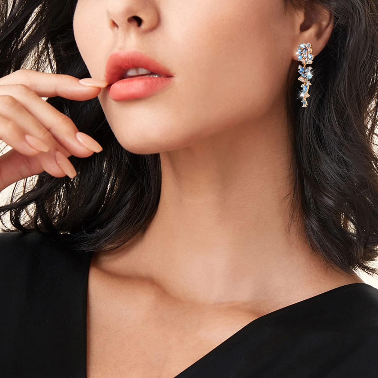 Dangle Earrings for Women,Crystal Drop Earrings Zirconia Rhinestone Dangling Earrings for Women Prom Party Jewelry Gifts,Dangle Fashion Jewelry Crystal Earrings for Women and Girls - Image 2